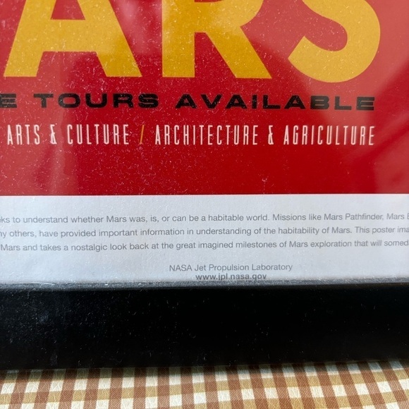 Retro Space Travel Poster Travel Mars poster in frame. Approx 17.5 x 13.5” - Picture 4 of 11